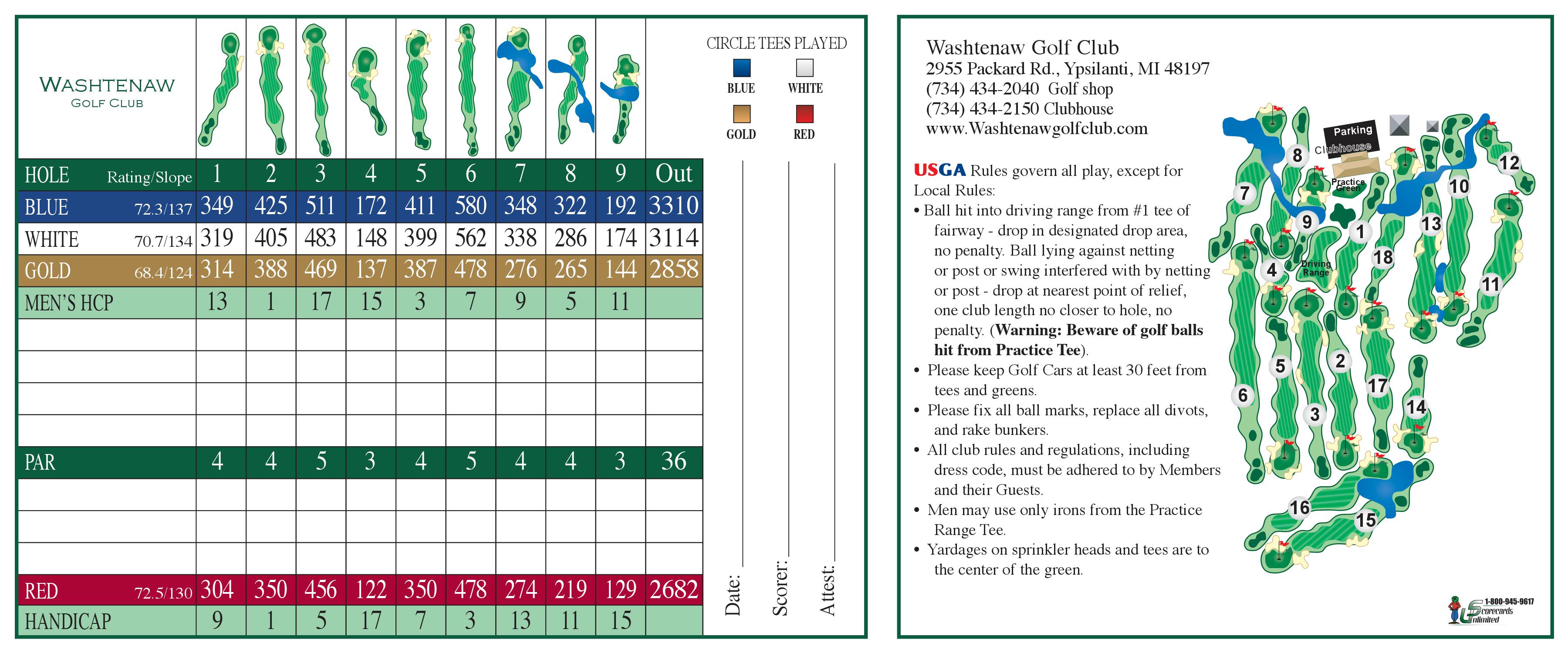 Washtenaw Scorecard02 Washtenaw Golf Club